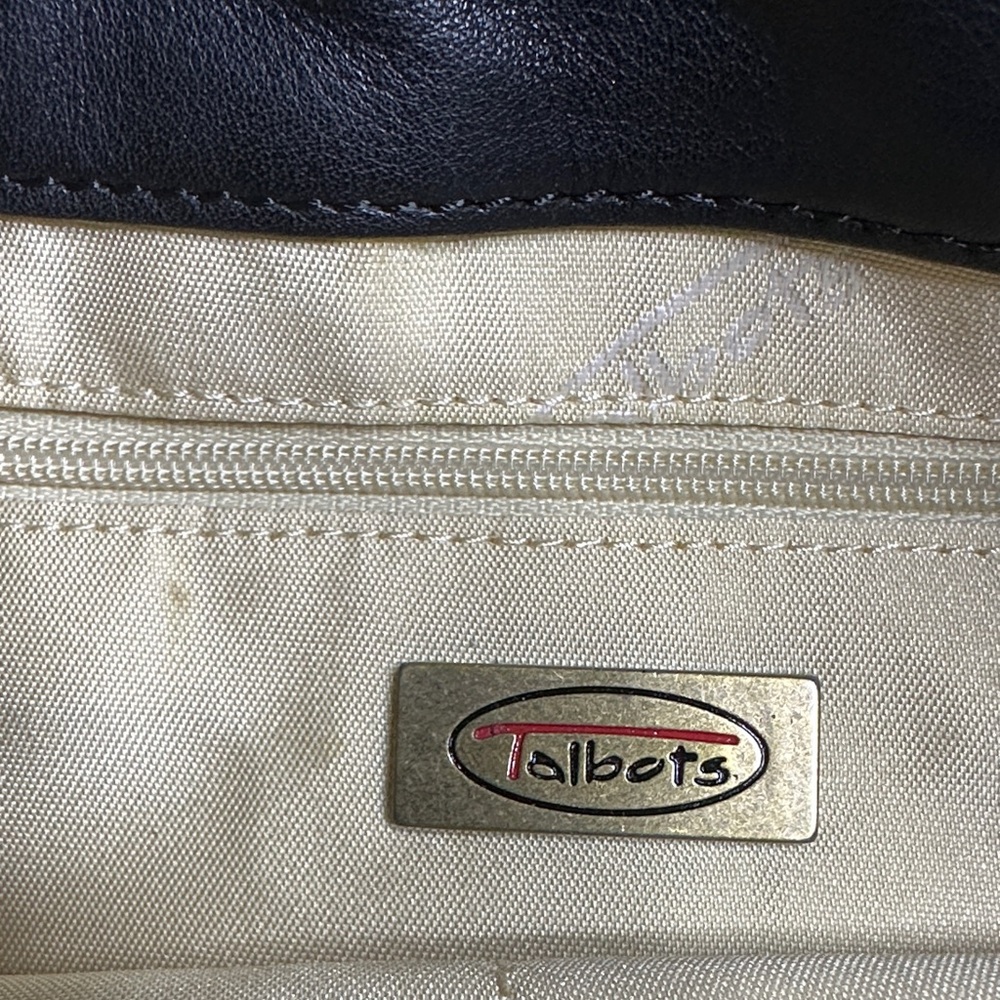 Talbots Black Textured Shoulder Bag with Chain Accent NWOT - Picture 2 of 8